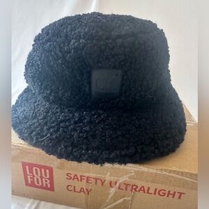 C.C Black Sherpa-Trim Bucket Hat with Logo Tag